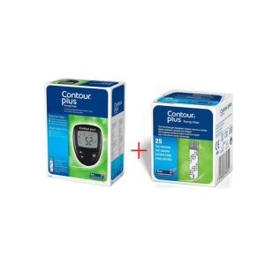 Тест-полоски для глюкометра Bayer Contour Plus №25 + глюкометр акция