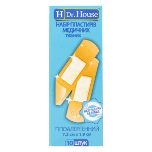 Пластырь медицинский бактерицидный Dr.House 7,2 см х 1,9 см №10
