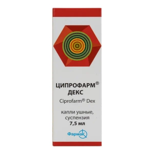 Ципрофарм Декс капли ушные 3,5 мг/мл + 1 мг/мл флакон 7,5 мл
