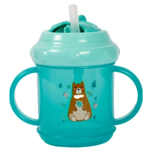 Поїлка-непроливайка з ручками і силіконовою трубочкою Курносики 7026 200 мл