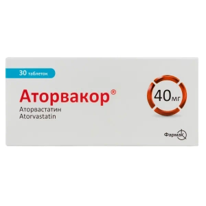 Аторвакор таблетки покрытые пленочной оболочкой 40 мг блистер №30
