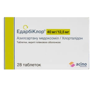 Эдарбиклор таблетки покрытые пленочной оболочкой 40 мг + 12,5 мг блистер №28