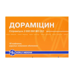 Дораміцин таблетки вкриті плівковою оболонкою 3000000 МО блістер №10