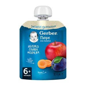 Пюре Gerber яблуко, слива та морква 90 г