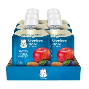 Пюре Gerber яблоко, слива и морковь 90 г