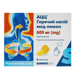 АЦЦ горячий напиток мед лимон порошок для орального раствора 600 мг пакетик 3 г №6
