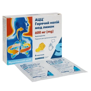 АЦЦ горячий напиток мед лимон порошок для орального раствора 600 мг пакетик 3 г №6