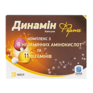 Динамін форте капсули 870 мг №20