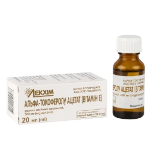 Альфа-токоферолу ацетат (вітамін Е) розчин олійний оральний 300 мг/мл флакон 20 мл