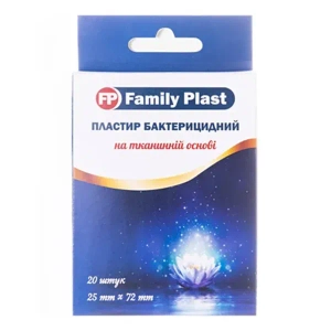 Пластырь Family plast бактерицидный на тканевой основе 25 мм х 72 мм №20