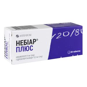 Небіар плюс таблетки вкриті плівковою оболонкою 5 мг + 12,5 мг блістер №30