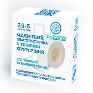Пластырь-лента Dr.White медицинский хирургический 2,5 см х 5 м тканый