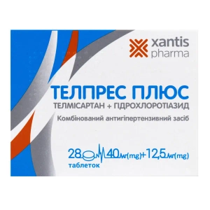 Телпрес плюс таблетки 40 мг + 12,5 мг блістер №28