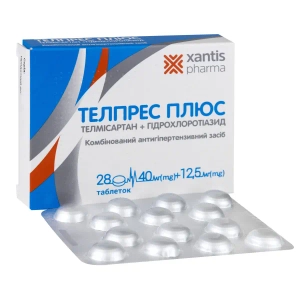 Телпрес плюс таблетки 40 мг + 12,5 мг блістер №28