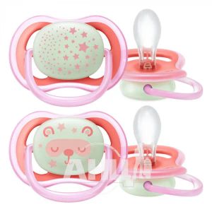 Пустышка Philips AVENT 376/22 силиконовая 6-18 мес ночная для девочек №2