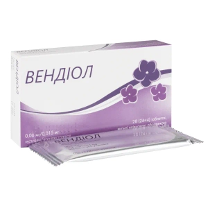 Вендиол таблетки покрытые пленочной оболочкой 0,06 мг + 0,015 мг блистер №28