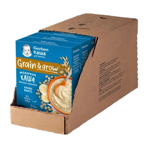 Детская каша Gerber молочная овсяно-пшеничная банан-манго 240 г