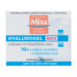 Зволожувальний крем Mixa Hyalurogel Rich для сухої та дуже сухої чутливої шкіри обличчя 50 мл