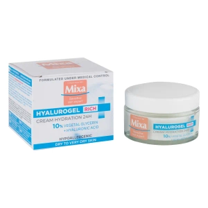 Зволожувальний крем Mixa Hyalurogel Rich для сухої та дуже сухої чутливої шкіри обличчя 50 мл