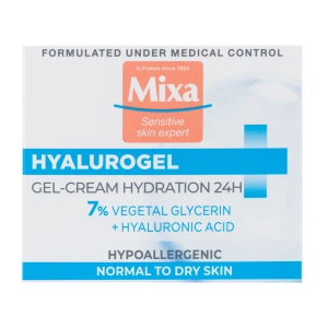 Зволожувальний гель-крем Mixa Hyalurogel для нормальної та сухої чутливої шкіри обличчя 50 мл