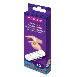 Пластир біолікар бактерицидний 19 ммх72 мм нетканий №10