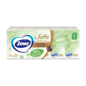 Хусточки паперові Zewa Natural Soft №10 х 9