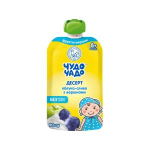 Десерт Чудо-Чадо яблуко, слива з вершками 90 г
