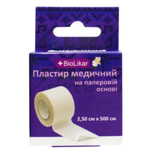 Пластир BioLikar медичний на паперовій основі 2,5 см х 500 см