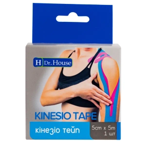 Пластир медичний кінезіо тейп H Dr. House блакитного кольору 5 см х 5 м
