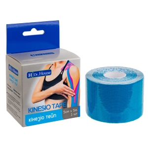 Пластир медичний кінезіо тейп H Dr. House блакитного кольору 5 см х 5 м