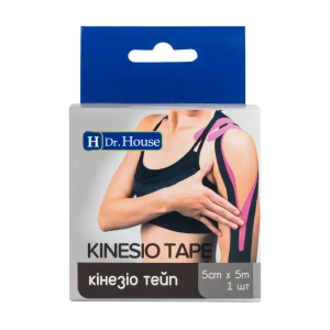Пластир медичний кінезіо тейп H Dr. House чорного кольору 5 см х 5 м