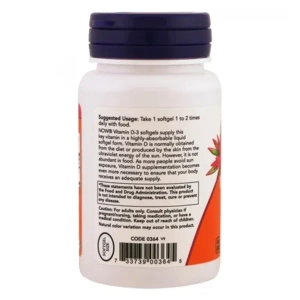 НОВ NOW ВИТАМИН Д3 400 МЕ КАПС.№180  3645