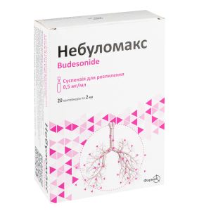 Небуломакс суспензія для інгаляцій 0,5 мг/мл небули 2 мл №20