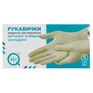 Перчатки медицинские BigQ нестерильные латексные без пудры размер L №100 (50 пар)