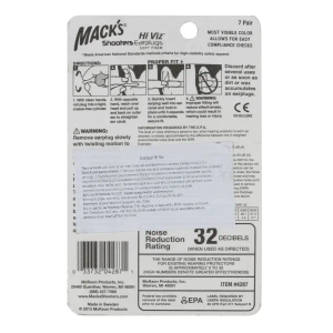 Беруші MACK'S Hi Viz із поліуретану захист від шуму до 32 дБ з контейнером 7 пар
