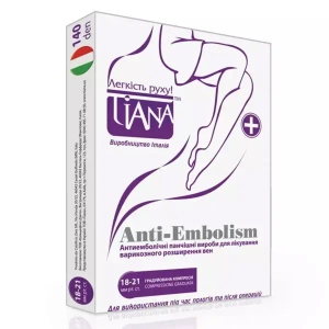 Панчохи Tiana антиемболічні післяопераційні 140 DEN з компресією 18-21 мм білі розмір 2