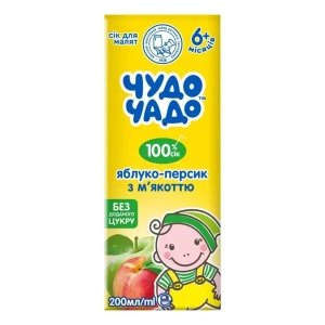 Сок Чудо Чадо яблоко персик с мякотью без сахара 200 мл