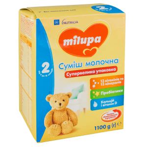 Суміш молочна суха Milupa 2 з 6 до 12 місяців 1100 г