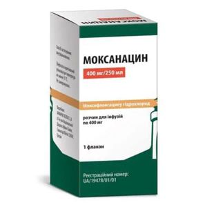 Моксанацин розчин для інфузій 400 мг/250 мл у флаконах по 250 мл