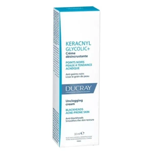 Крем для обличчя Ducray Keracnyl Glycolic+ очищувальний для шкіри схильної до акне та чорних цяток 30 мл