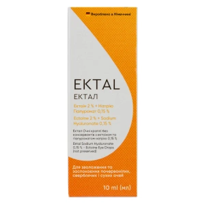Эктал глазные капли с эктоином и гиалуронатом натрия 0,15% флакон 10 мл