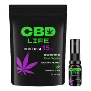 CBD олія з канабідіолом 15% зі смаком м'яти спрей оральний флакон 10 мл
