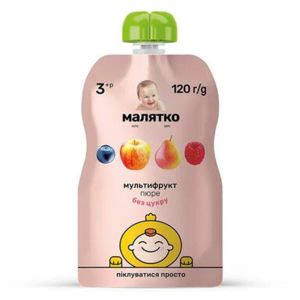 ПЮРЕ МАЛЯТКО МУЛЬТИФРУКТ 120Г П/Э УП   3395
