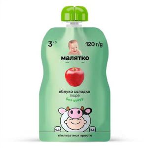 ПЮРЕ МАЛЯТКО ЯБЛОКО СЛАДКОЕ 120Г П/Э УП   3401
