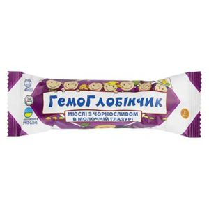 ГЕМОГЛОБИНЧИК ЧЕРНОСЛИВ МОЛОЧ. ГЛАЗУРЬ 40Г  7515