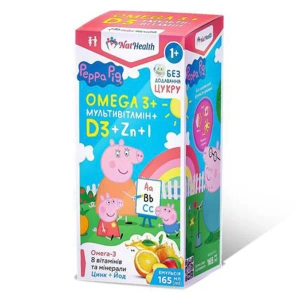 НатХелс Омега 3 + D3 + Zn + I + Мультивітамін для дітей у флаконі 165 мл