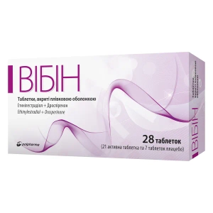 Вибин таблетки покрытые оболочкой 3 мг + 0,03 мг блистер №28