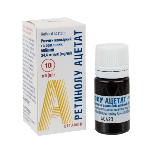 Ретинола ацетат раствор масляный накожный/оральный 34,4 мг/мл флакон 10 мл