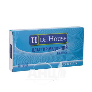 Пластир медичний бактерицидний Dr.House тканий 7,2 см х 2,5 см