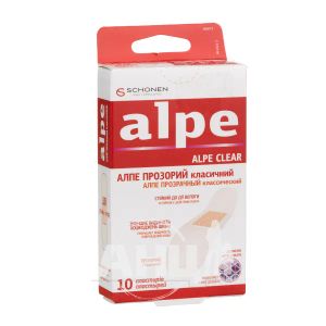 Пластырь медицинский Alpe прозрачный классик 76х19 мм №10